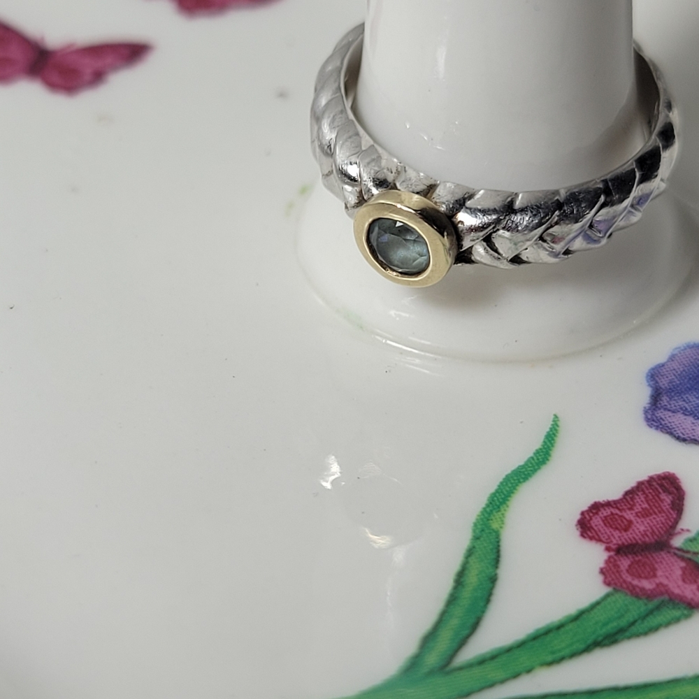 ❤ 925-SILVER AND 10K GOLD RING SIZE 7 - Picture 5 of 15